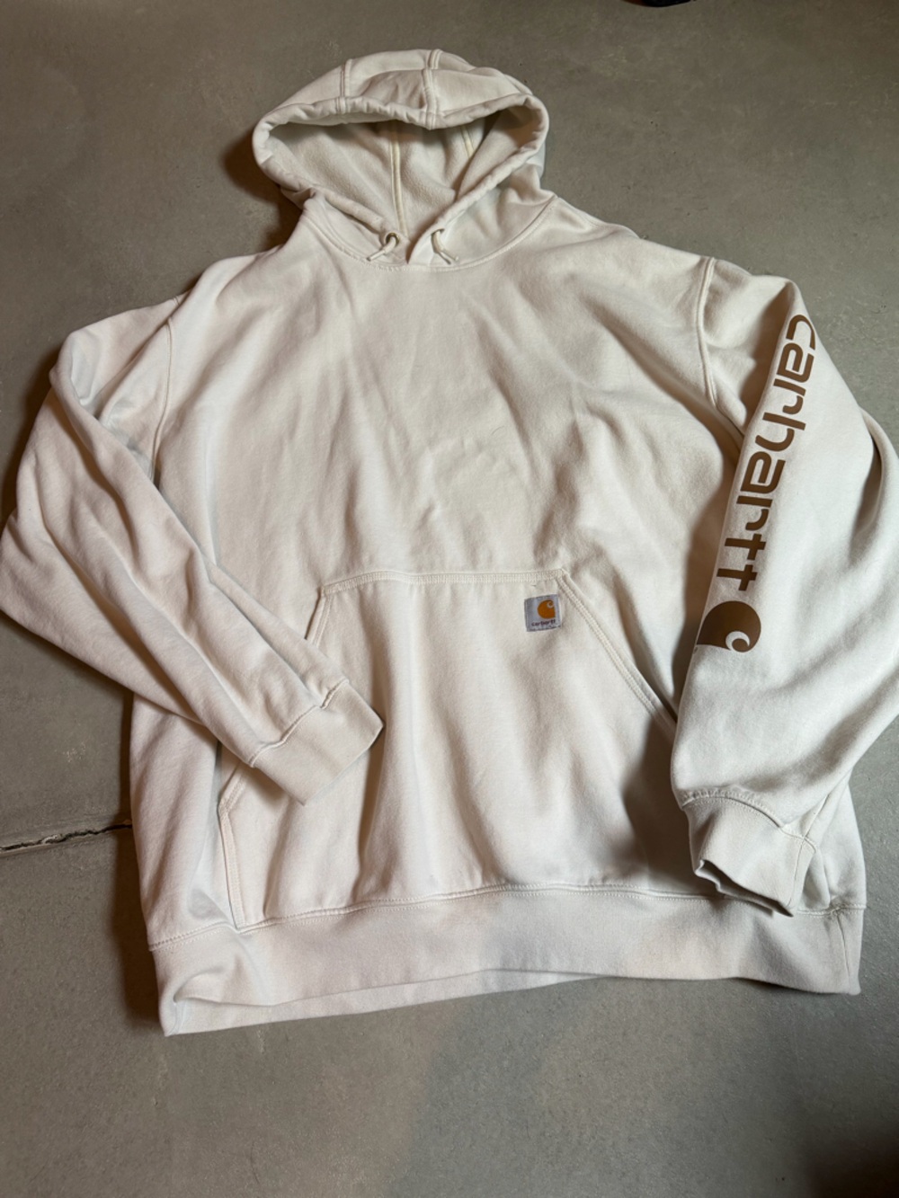 Carhartt Cream Crewneck Sweatshirt with Black Tag Detail